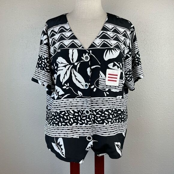 Vintage Nino Wong California Short Sleeve Button Down Top Size L EUC - Picture 1 of 7